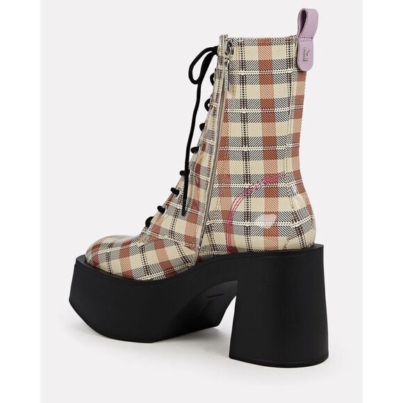 Larroude Plaid Ankle Boots with Black Soles - Picture 5 of 13